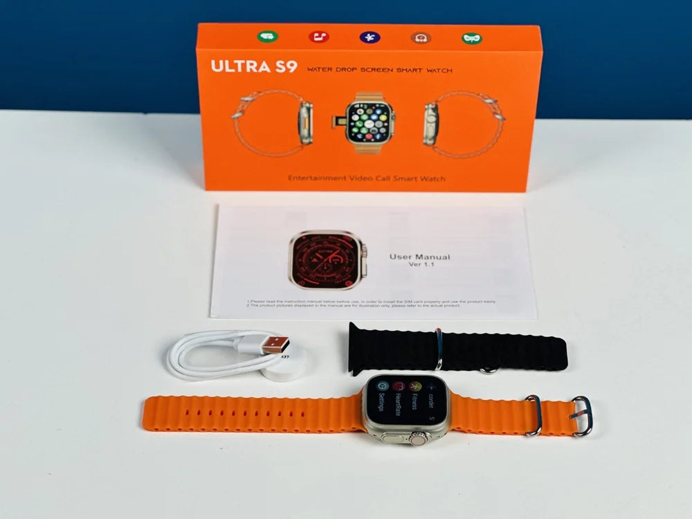 S9 Ultra 5G Android Smartwatch with Dual Camera & Play Store Support Smartwatch  (Orange, Black Strap, 49MM)
